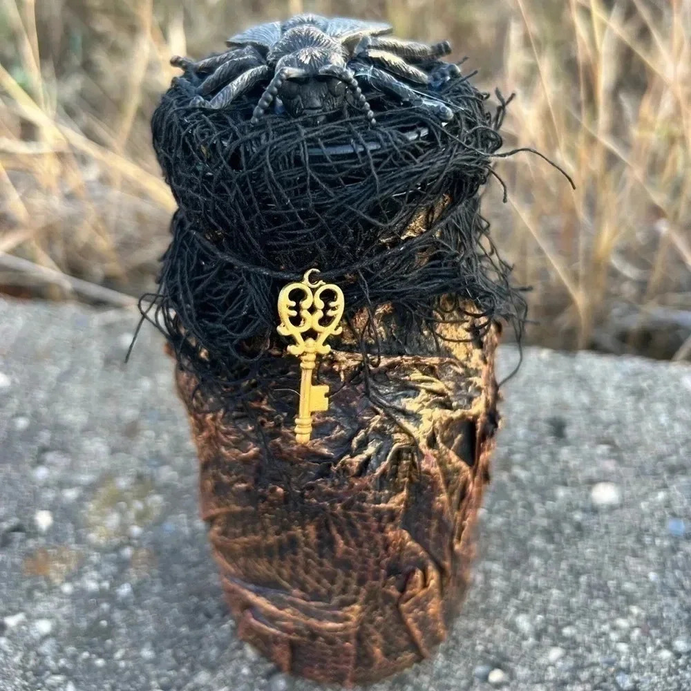 NEW Fun - Black & Bronze Fly Mixed Media Handcrafted apothecary jar